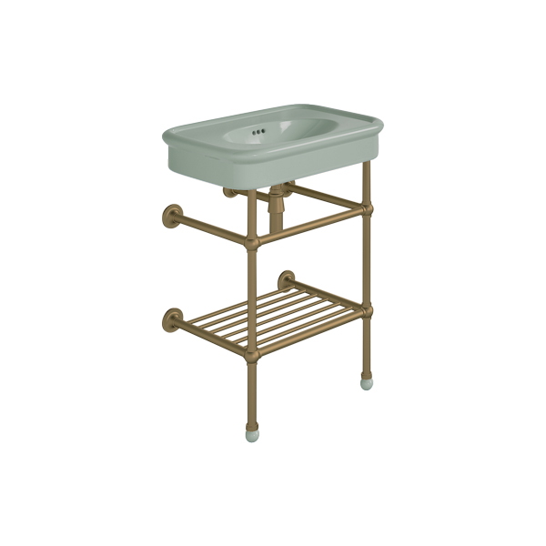 Rockwell 610mm Willow Green basin on Basin Stand. Zero, one or three tap holes.