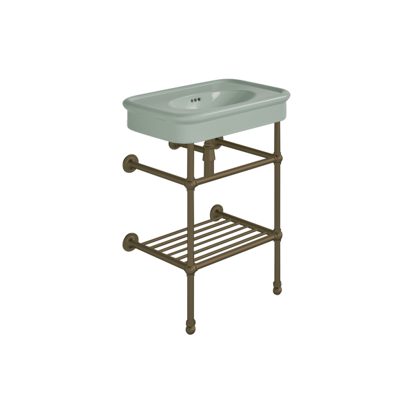 Rockwell 610mm Willow Green basin on Basin Stand. Zero, one or three tap holes.