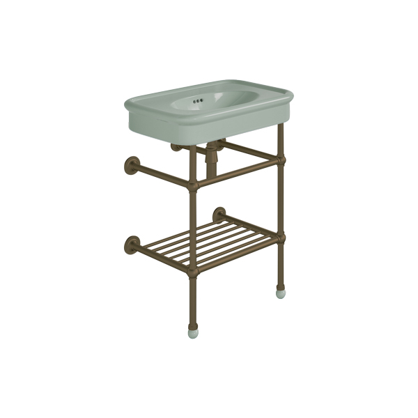 Rockwell 610mm Willow Green basin on Basin Stand. Zero, one or three tap holes.