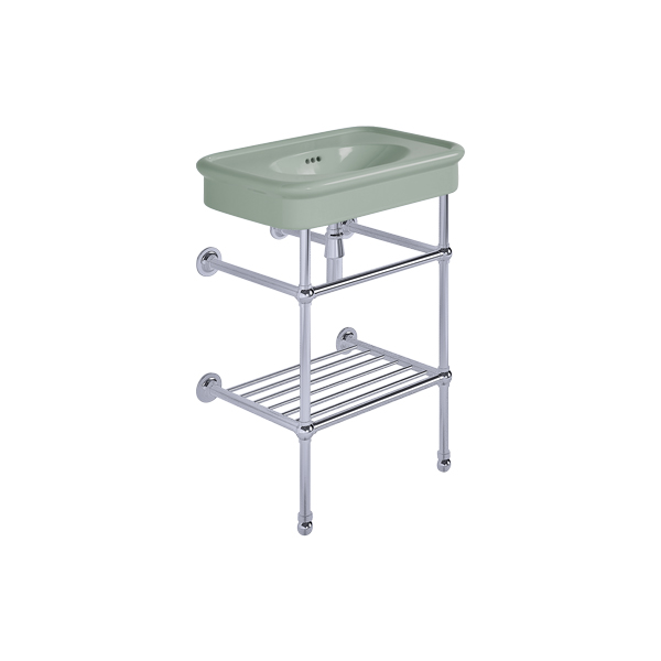 Rockwell 610mm Willow Green basin on Basin Stand. Zero, one or three tap holes.