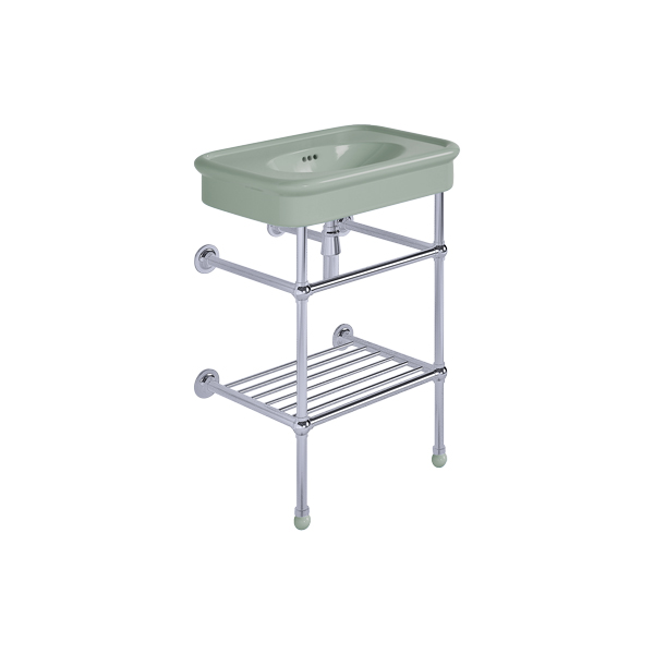 Rockwell 610mm Willow Green basin on Basin Stand. Zero, one or three tap holes.