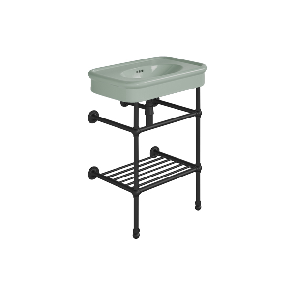Rockwell 610mm Willow Green basin on Basin Stand. Zero, one or three tap holes.
