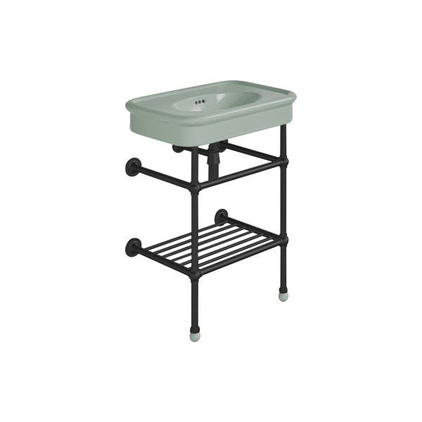 Rockwell 610mm Willow Green basin on Basin Stand. Zero, one or three tap holes.