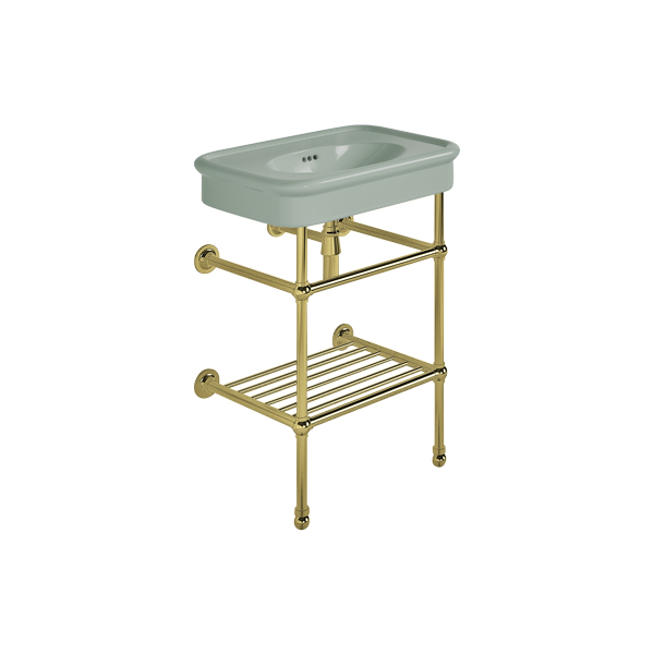 Rockwell 610mm Willow Green basin on Basin Stand. Zero, one or three tap holes.
