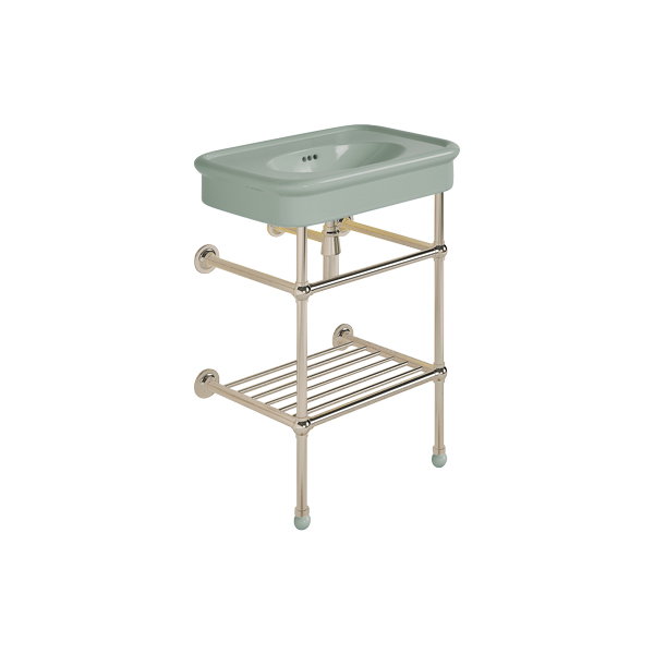 Rockwell 610mm Willow Green basin on Basin Stand. Zero, one or three tap holes.