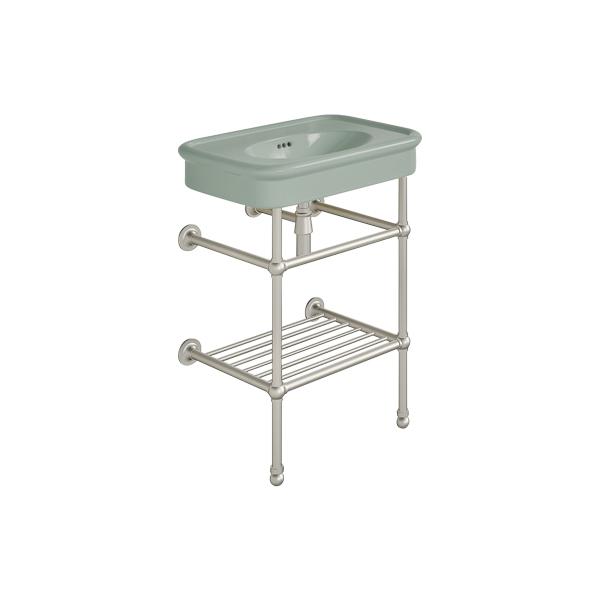 Rockwell 610mm Willow Green basin on Basin Stand. Zero, one or three tap holes.