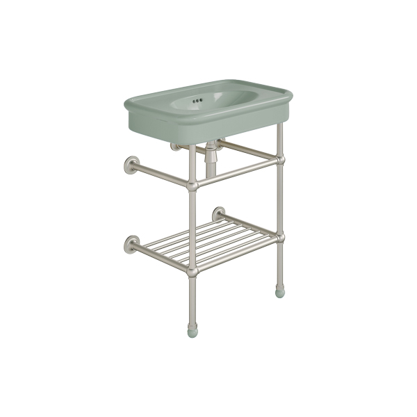 Rockwell 610mm Willow Green basin on Basin Stand. Zero, one or three tap holes.