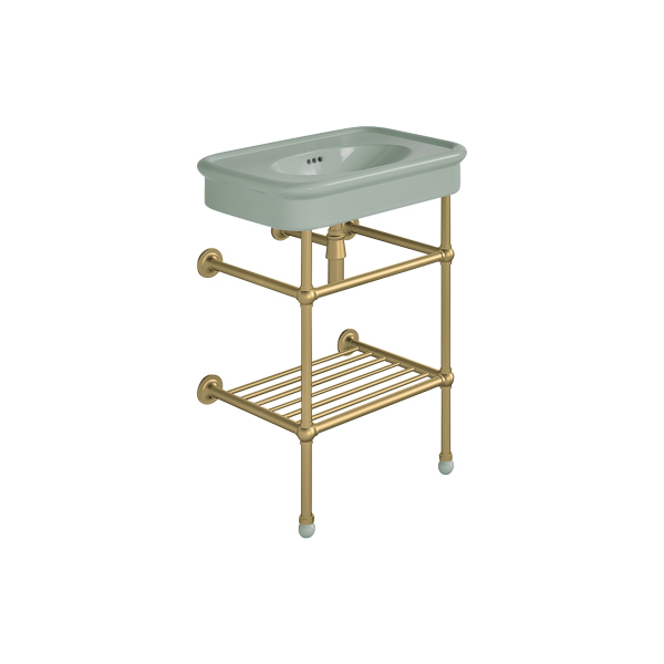 Rockwell 610mm Willow Green basin on Basin Stand. Zero, one or three tap holes.