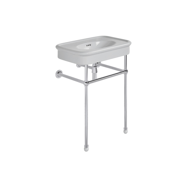 Rockwell 610mm Seattle Grey basin on basin stand. Zero, one or three tap holes.