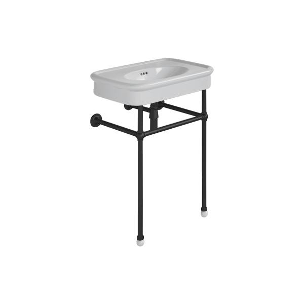 Rockwell 610mm Seattle Grey basin on basin stand. Zero, one or three tap holes.