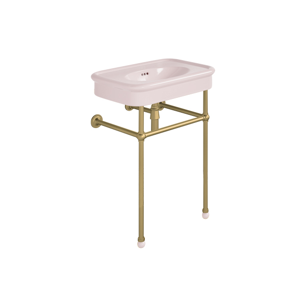 Rockwell 610mm Pale Pink basin on basin stand. Zero, one or three tap holes.