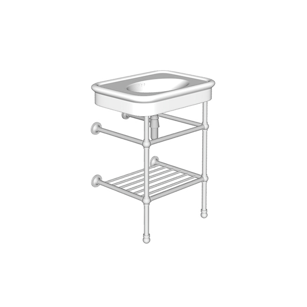 Rockwell 610mm Pale Pink basin on basin stand. Zero, one or three tap holes.