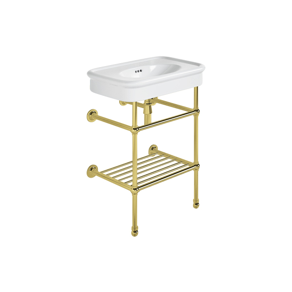 Rockwell 610mm White basin on basin stand. Zero, one or three tap holes.