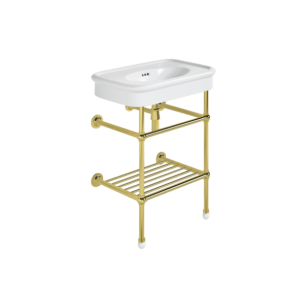 Rockwell 610mm White basin on basin stand. Zero, one or three tap holes.