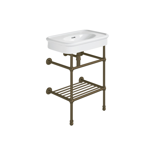 Rockwell 610mm White basin on basin stand. Zero, one or three tap holes.