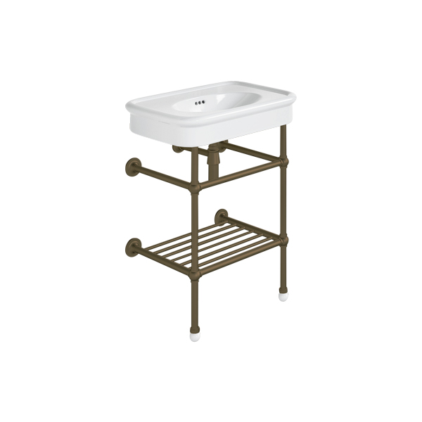Rockwell 610mm White basin on basin stand. Zero, one or three tap holes.