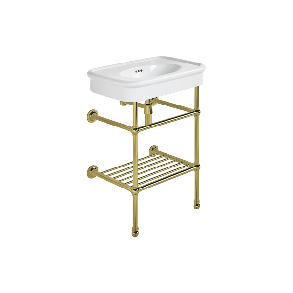 Rockwell 610mm White basin on basin stand. Zero, one or three tap holes.