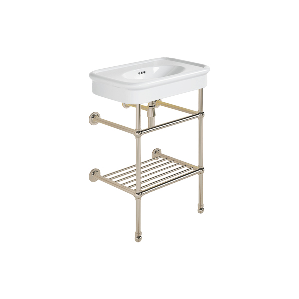 Rockwell 610mm White basin on basin stand. Zero, one or three tap holes.