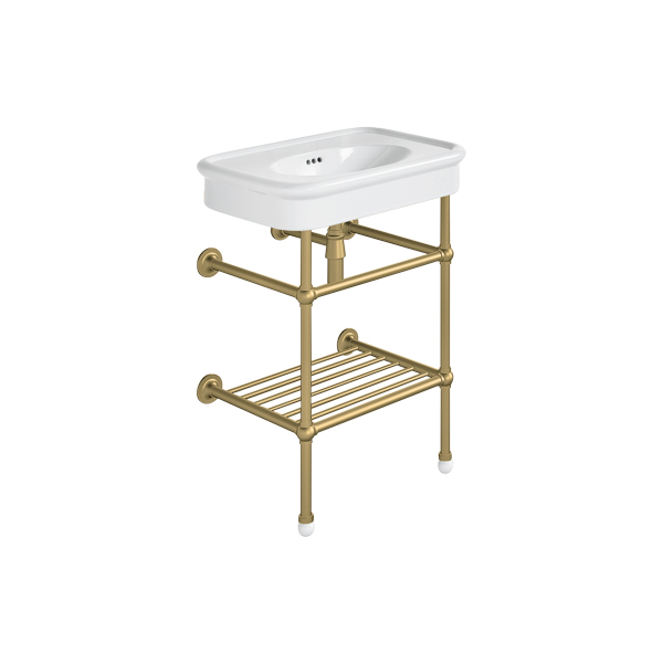Rockwell 610mm White basin on basin stand. Zero, one or three tap holes.