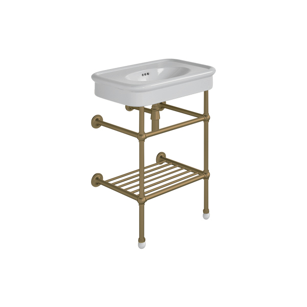 Rockwell 610mm Seattle Grey basin on basin stand with shelf. Zero, one or three tap holes.