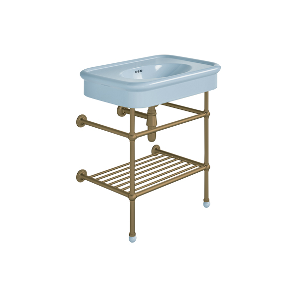 Rockwell 750mm Powder Blue basin on basin stand. Zero, one or three tap holes