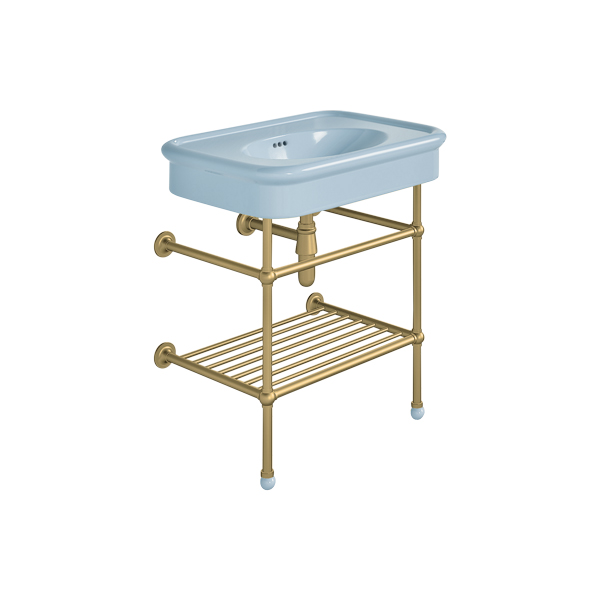 Rockwell 750mm Powder Blue basin on basin stand. Zero, one or three tap holes