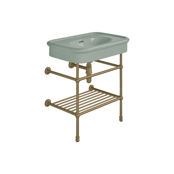 Rockwell 750mm Willow Green basin on basin stand. Zero, one or three tap holes