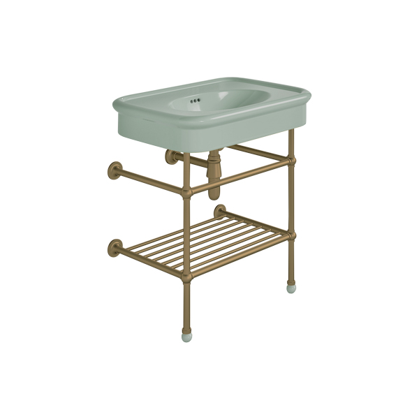 Rockwell 750mm Willow Green basin on basin stand. Zero, one or three tap holes