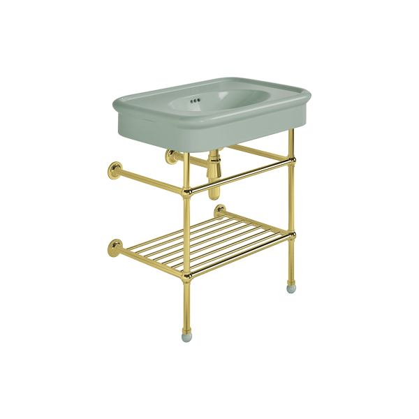 Rockwell 750mm Willow Green basin on basin stand. Zero, one or three tap holes