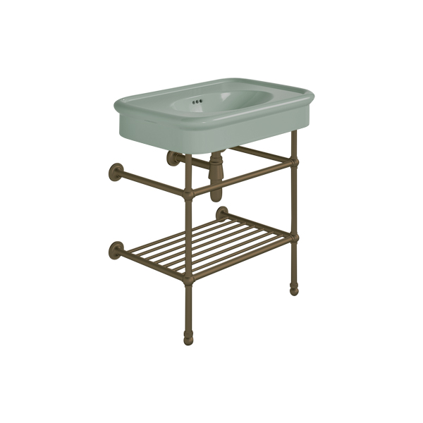 Rockwell 750mm Willow Green basin on basin stand. Zero, one or three tap holes