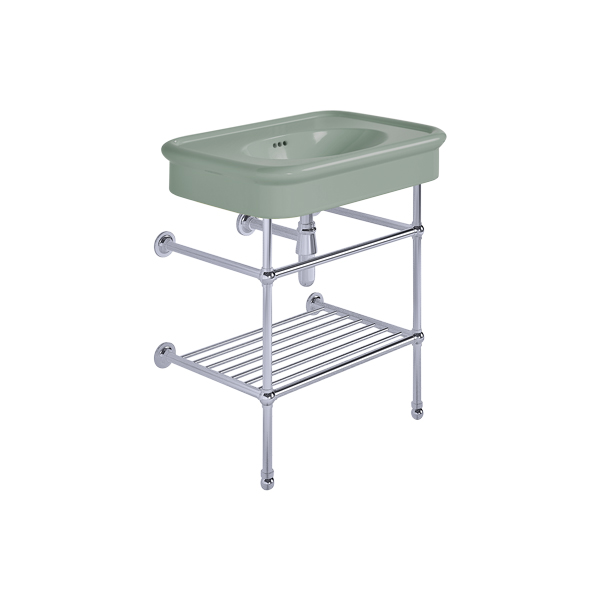 Rockwell 750mm Willow Green basin on basin stand. Zero, one or three tap holes