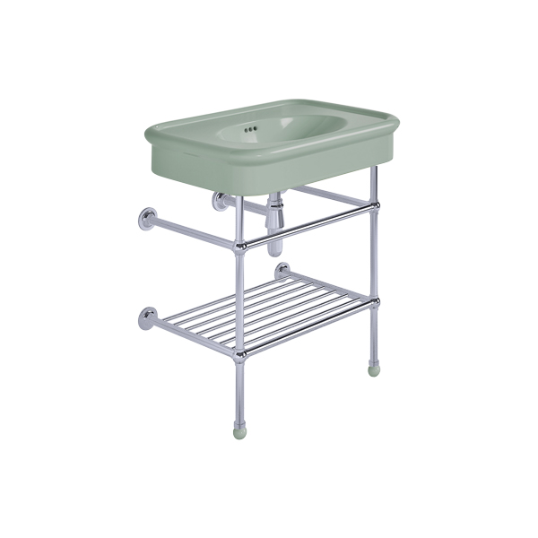 Rockwell 750mm Willow Green basin on basin stand. Zero, one or three tap holes