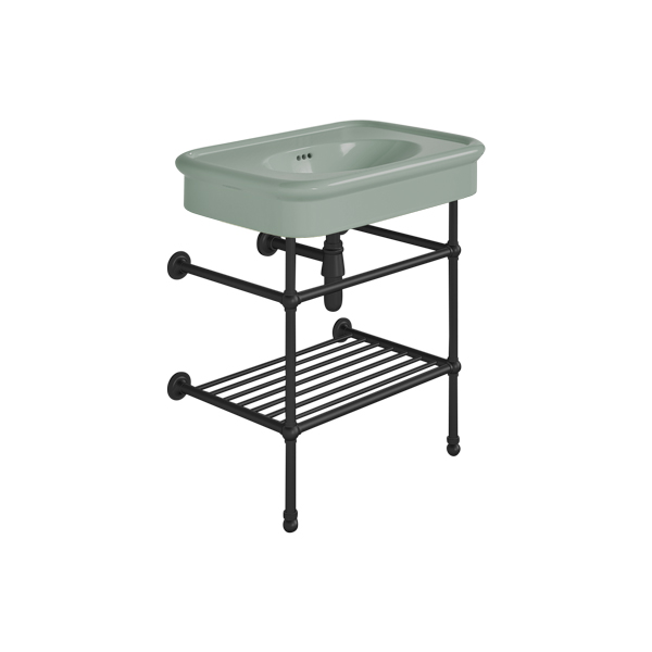 Rockwell 750mm Willow Green basin on basin stand. Zero, one or three tap holes