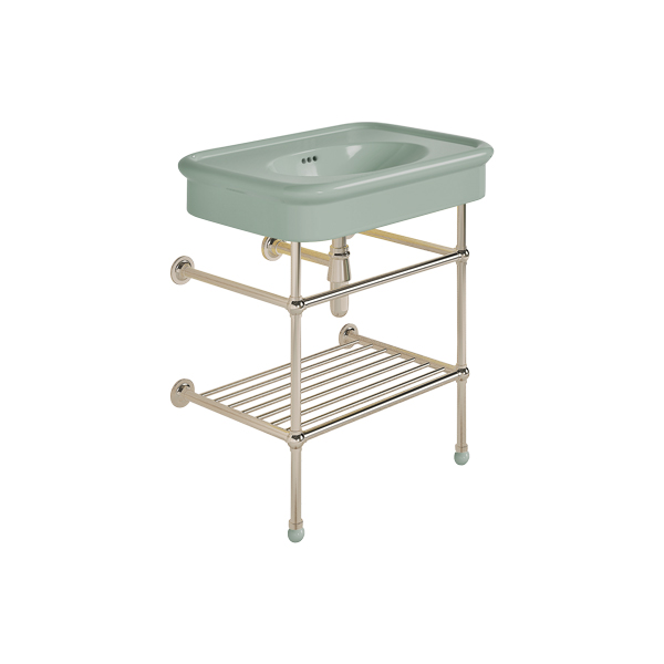 Rockwell 750mm Willow Green basin on basin stand. Zero, one or three tap holes