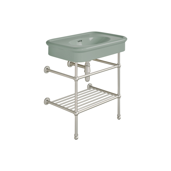 Rockwell 750mm Willow Green basin on basin stand. Zero, one or three tap holes