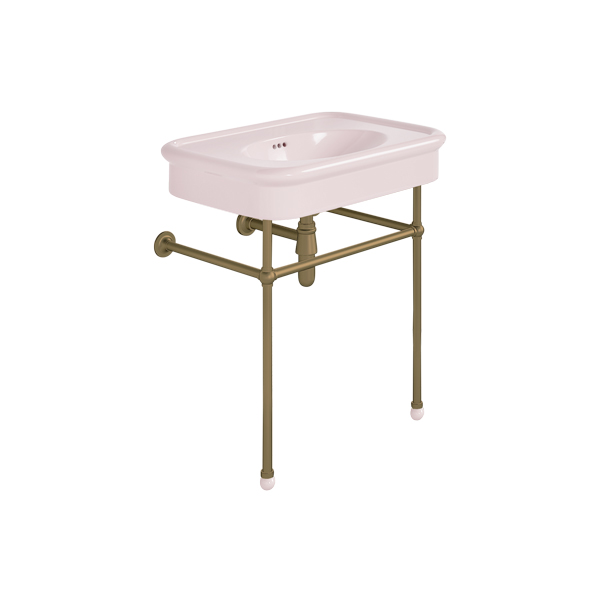 Rockwell 750mm Pale Pink basin on basin stand. Zero, one or three tap holes