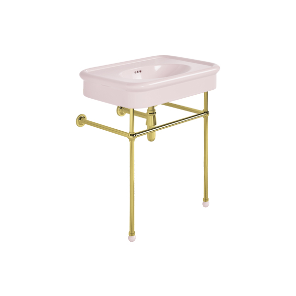 Rockwell 750mm Pale Pink basin on basin stand. Zero, one or three tap holes