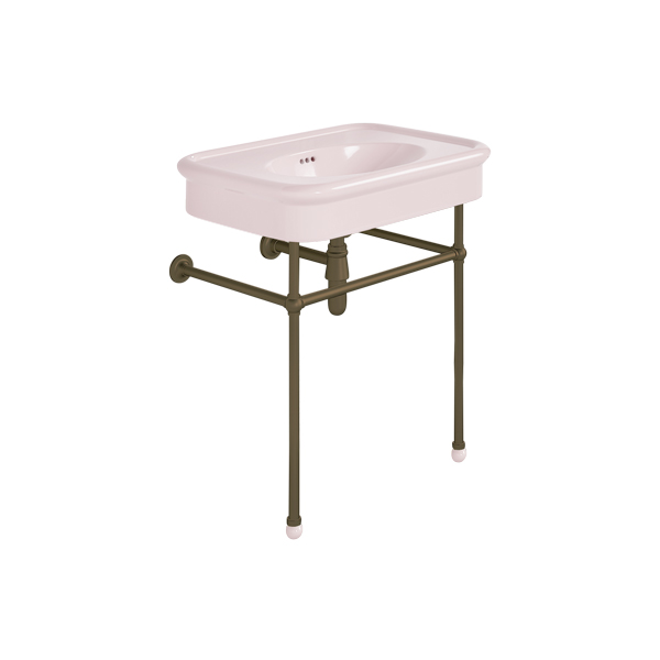 Rockwell 750mm Pale Pink basin on basin stand. Zero, one or three tap holes
