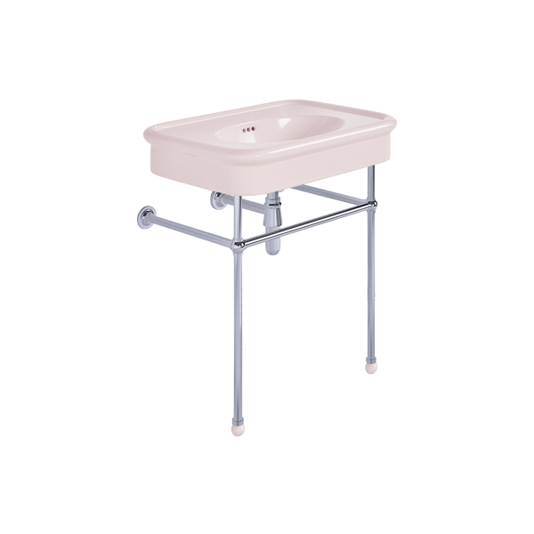 Rockwell 750mm Pale Pink basin on basin stand. Zero, one or three tap holes