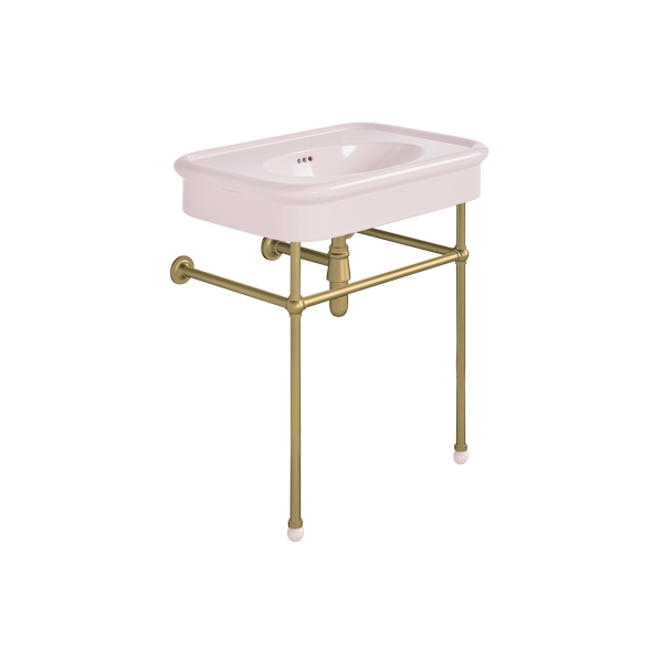 Rockwell 750mm Pale Pink basin on basin stand. Zero, one or three tap holes