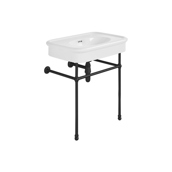 Rockwell 750mm White basin on basin stand. Zero, one or three tap holes