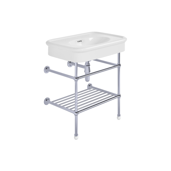 Rockwell 750mm White basin on basin stand. Zero, one or three tap holes