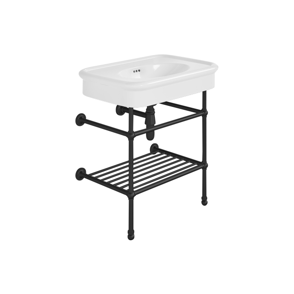 Rockwell 750mm White basin on basin stand. Zero, one or three tap holes