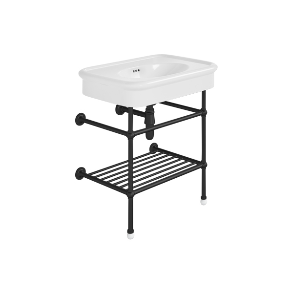 Rockwell 750mm White basin on basin stand. Zero, one or three tap holes