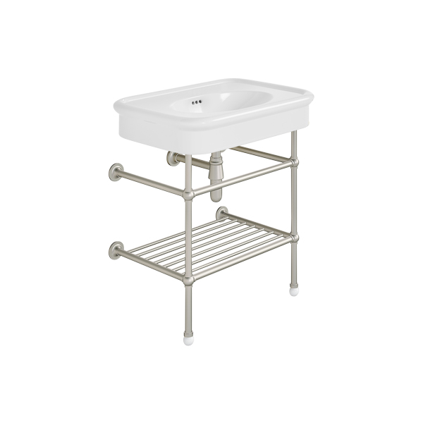 Rockwell 750mm White basin on basin stand. Zero, one or three tap holes