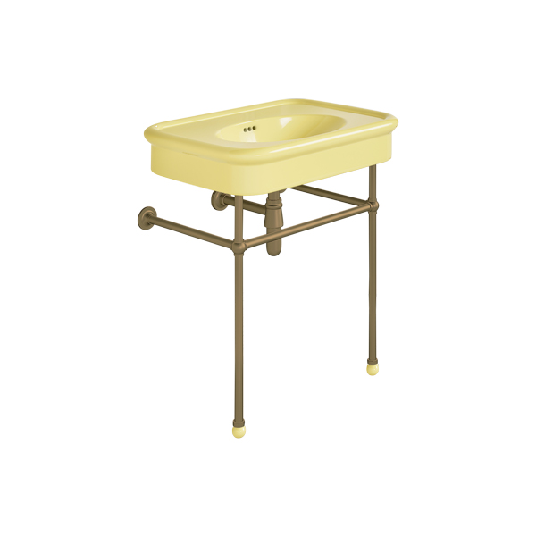 Rockwell 750mm Sherbet Yellow basin on basin stand. Zero, one or three tap holes