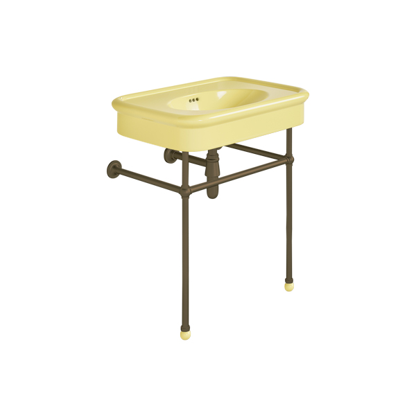 Rockwell 750mm Sherbet Yellow basin on basin stand. Zero, one or three tap holes