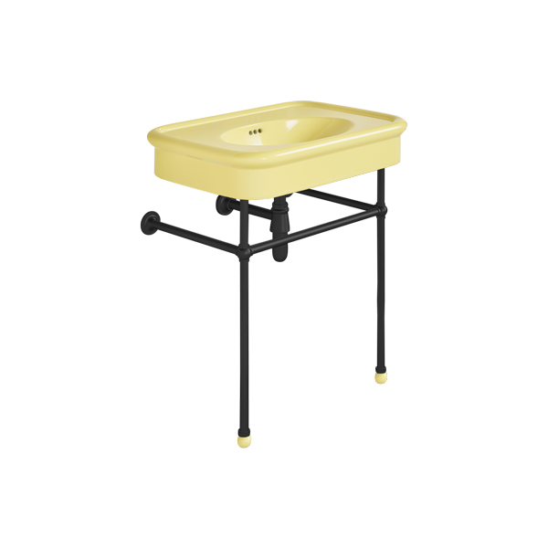 Rockwell 750mm Sherbet Yellow basin on basin stand. Zero, one or three tap holes