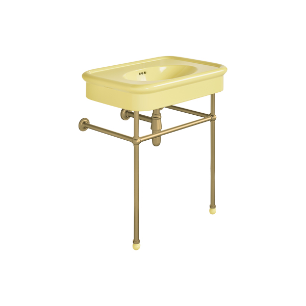 Rockwell 750mm Sherbet Yellow basin on basin stand. Zero, one or three tap holes