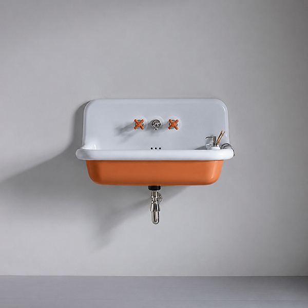 Rockwell large wall hung basin 900mm in Orange